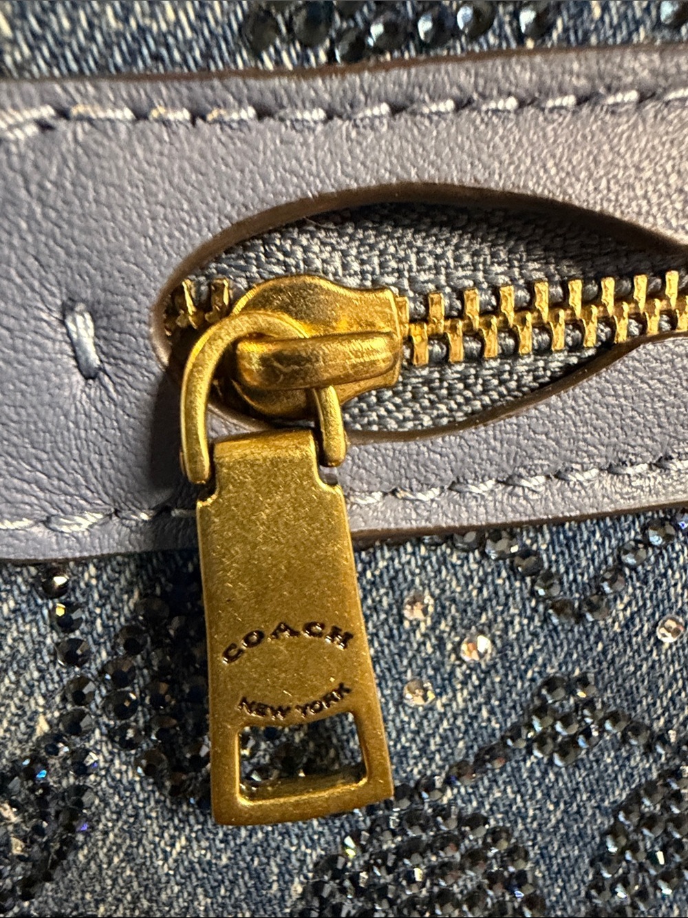 Coach Blue Denim Monogram Wallet with Gold-Tone Hardware - Picture 4 of 10